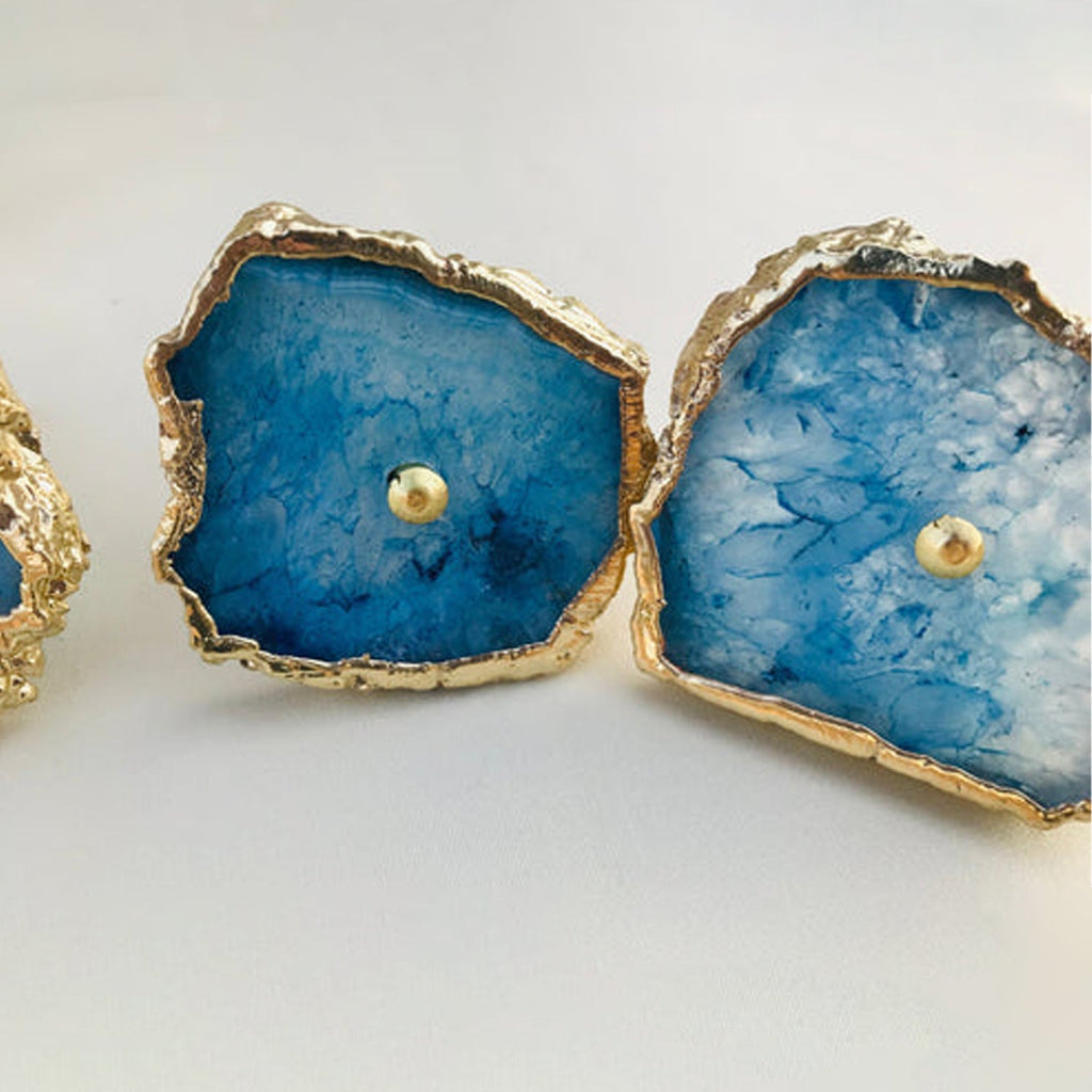 Blue Agate Slice Cabinet Knobs
