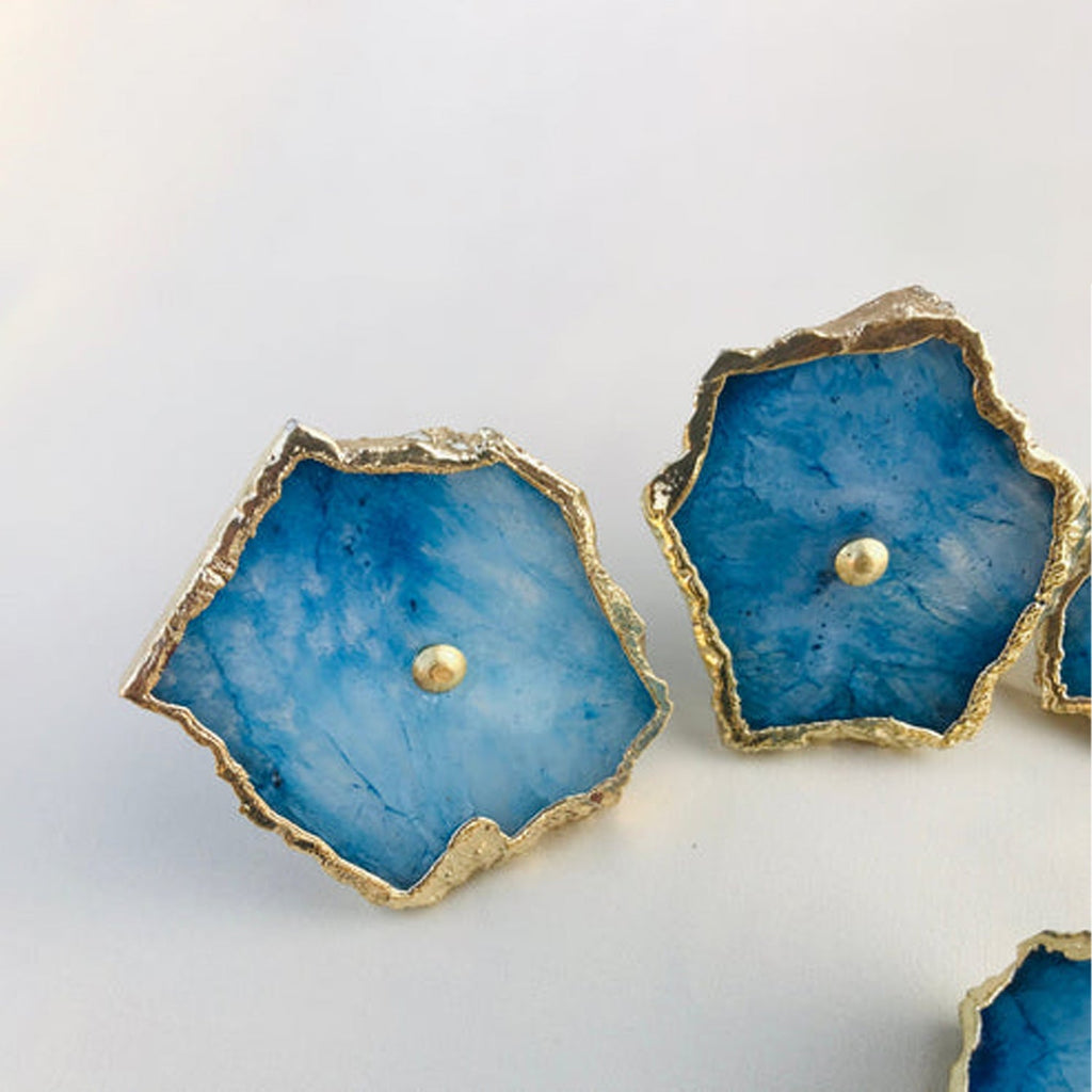 Blue Agate Slice Cabinet Knobs