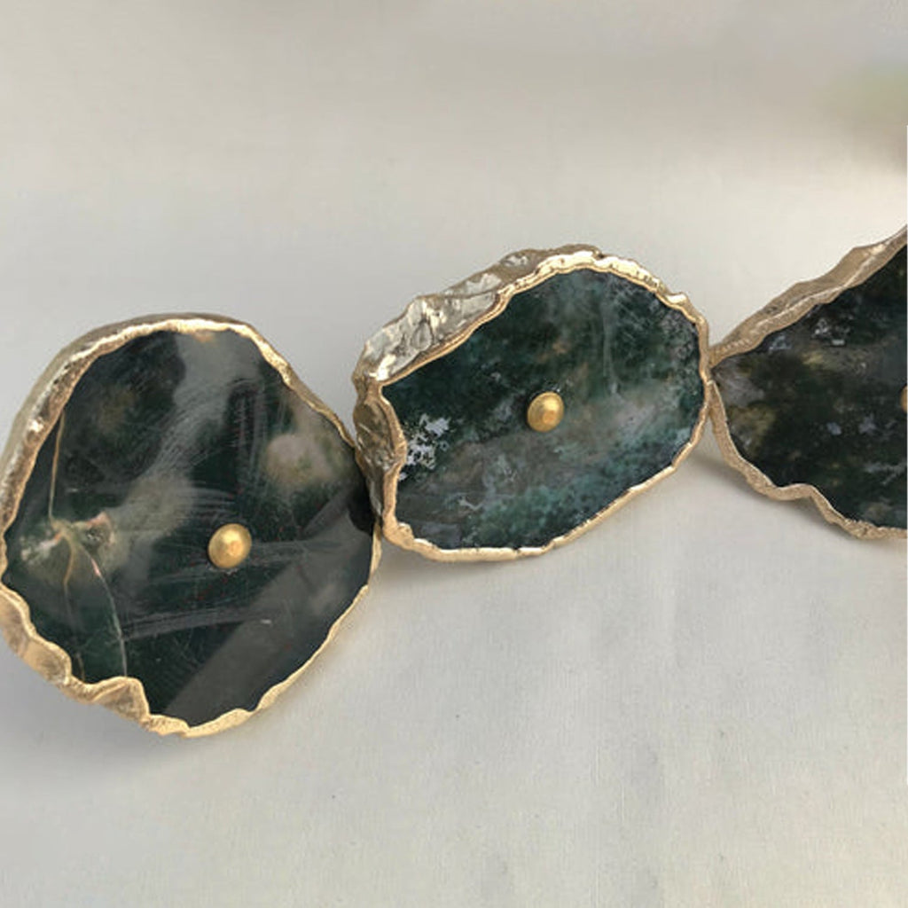 Moss Agate Slice Cabinet Knobs