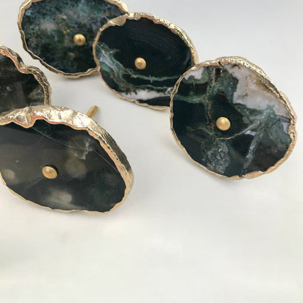 Moss Agate Slice Cabinet Knobs