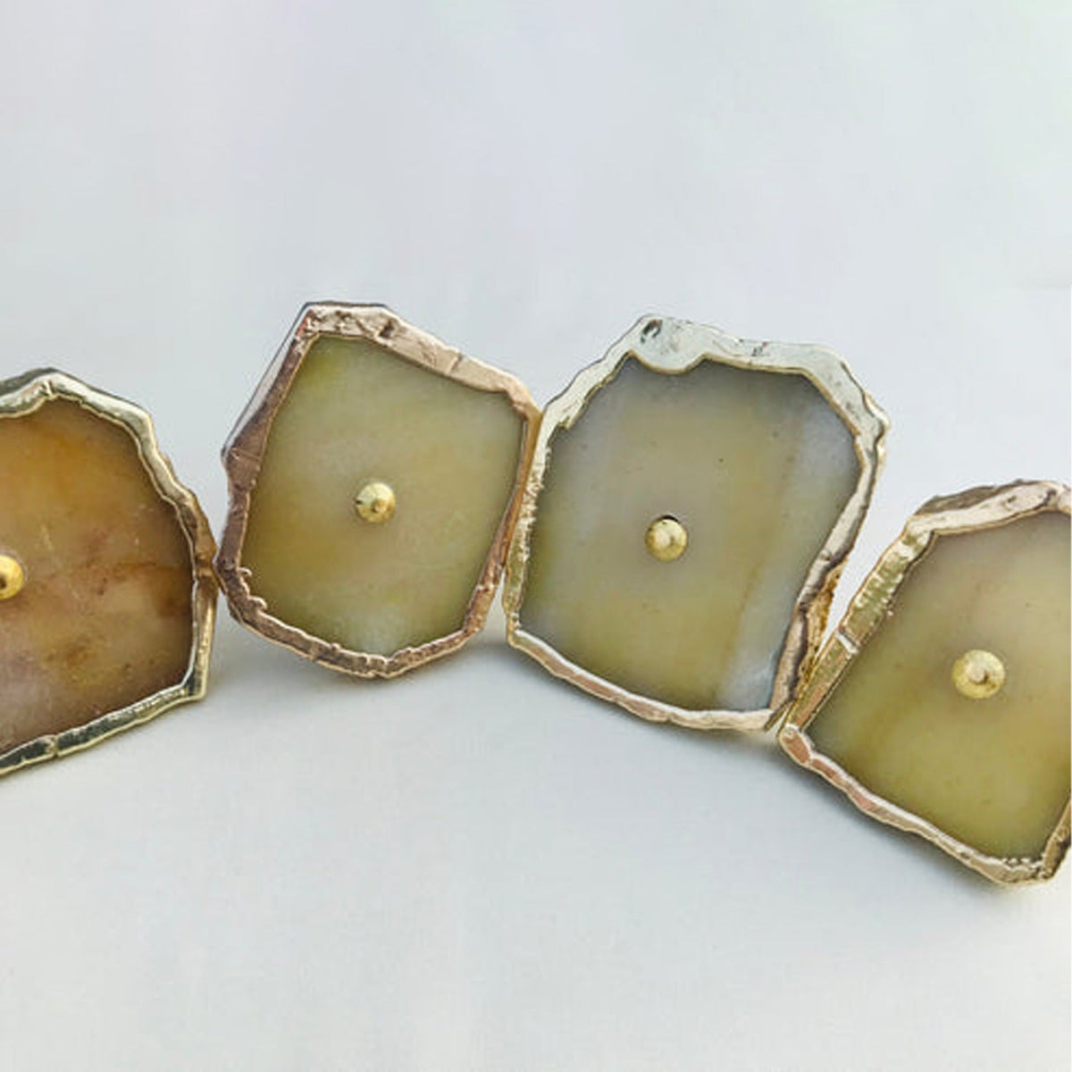 Mustard Agate Slice Cabinet Knobs