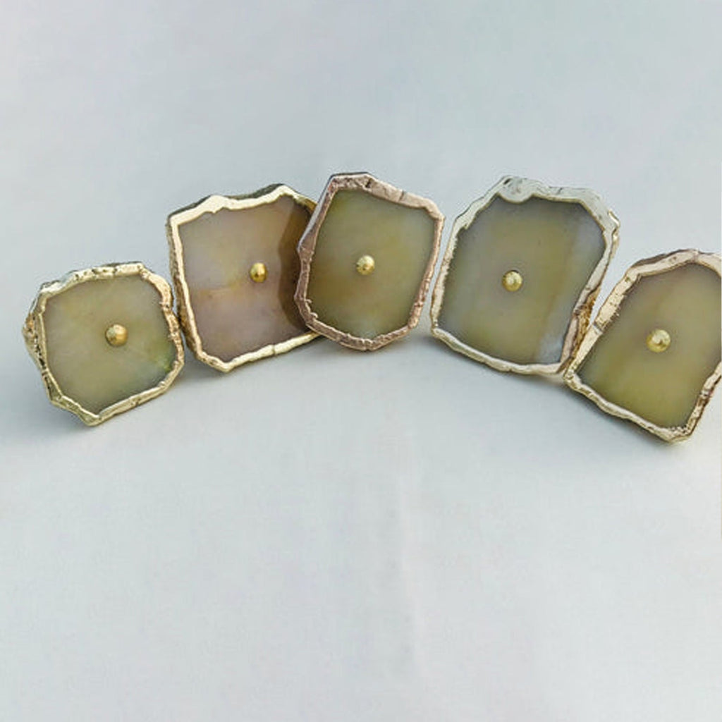 Mustard Agate Slice Cabinet Knobs