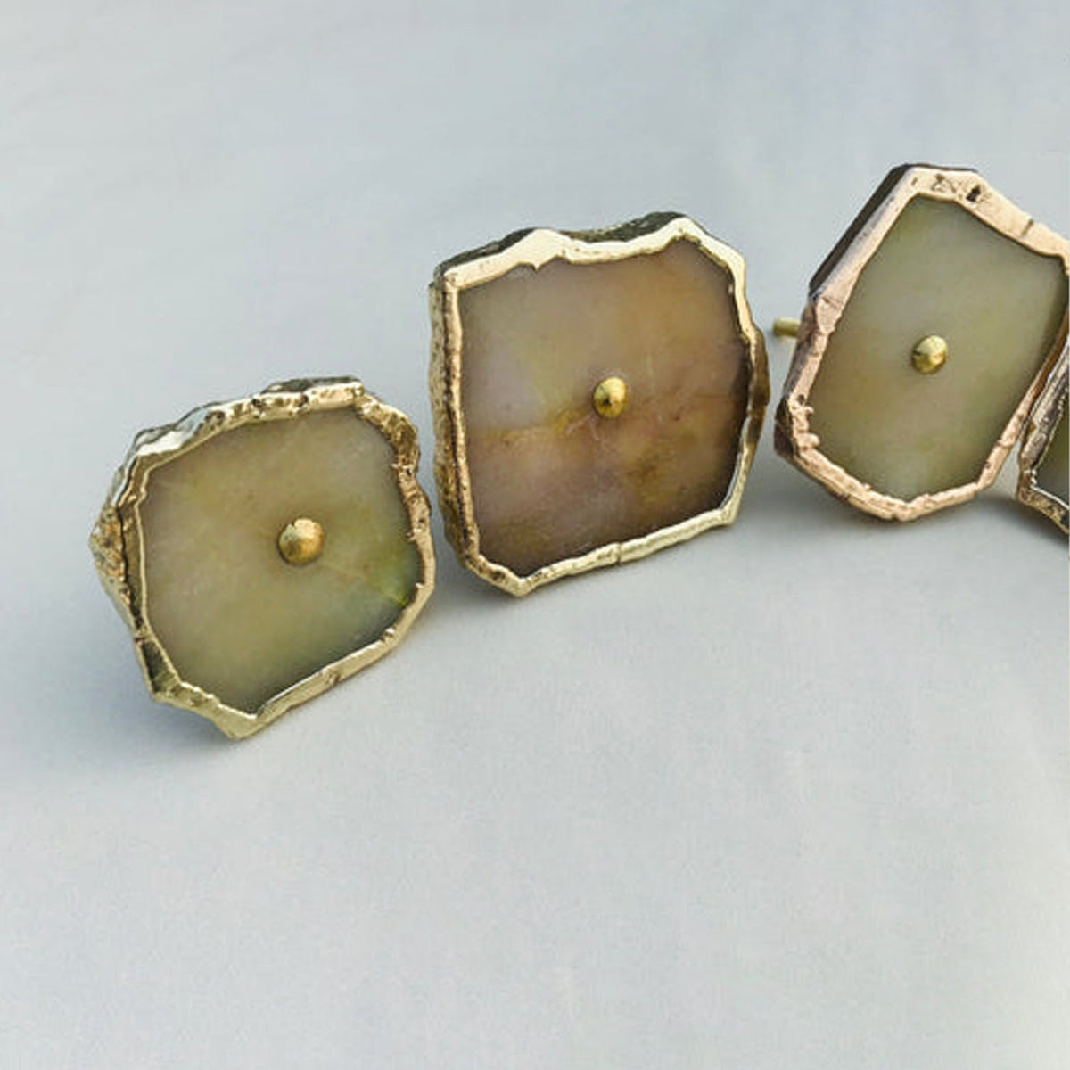 Mustard Agate Slice Cabinet Knobs