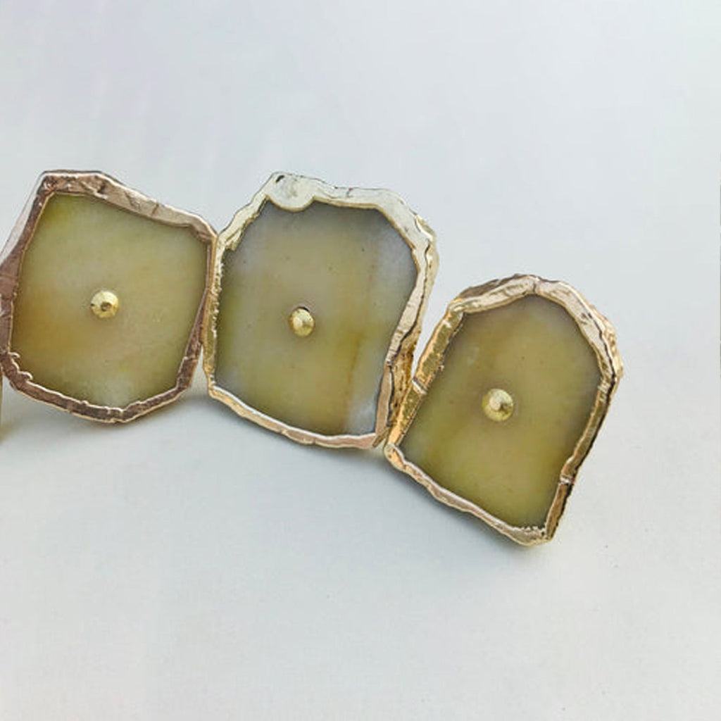 Mustard Agate Slice Cabinet Knobs