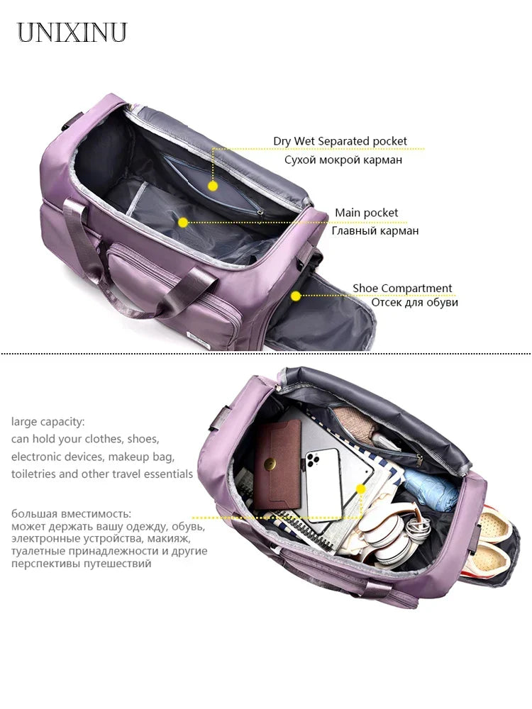 Womens Carry-On Travel Duffel Bag with Shoe Compartment - Luggage & Bags > Duffel Bags > Gym Duffel Bags at Dealshubindia