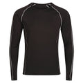 Thermal base layer top, black with gray contrast raglan sleeves