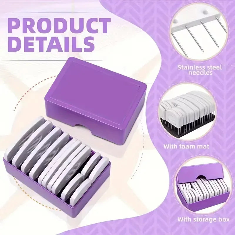 20Pcs Knit Blockers Pins Kit, White Knit Blocking Combs Kit for Blocking Knitting Mats Crochet Projects Lace Needlework Sewing Tool Device
