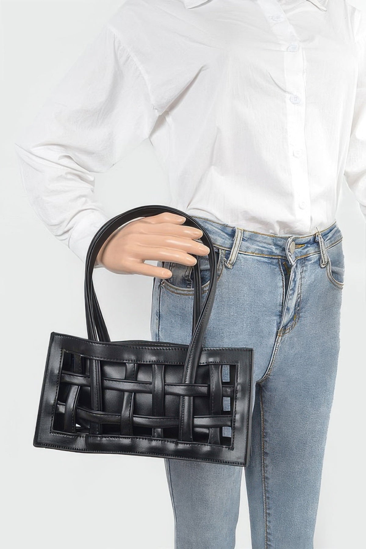 Woven Faux Leather Bag - n/a at Dealshubindia