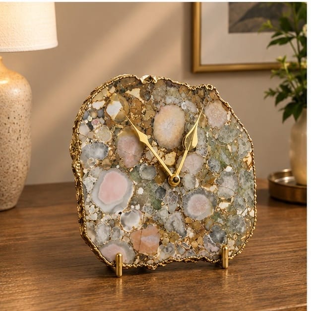 Conglomerate Quartz Large Wall/Desk Clock