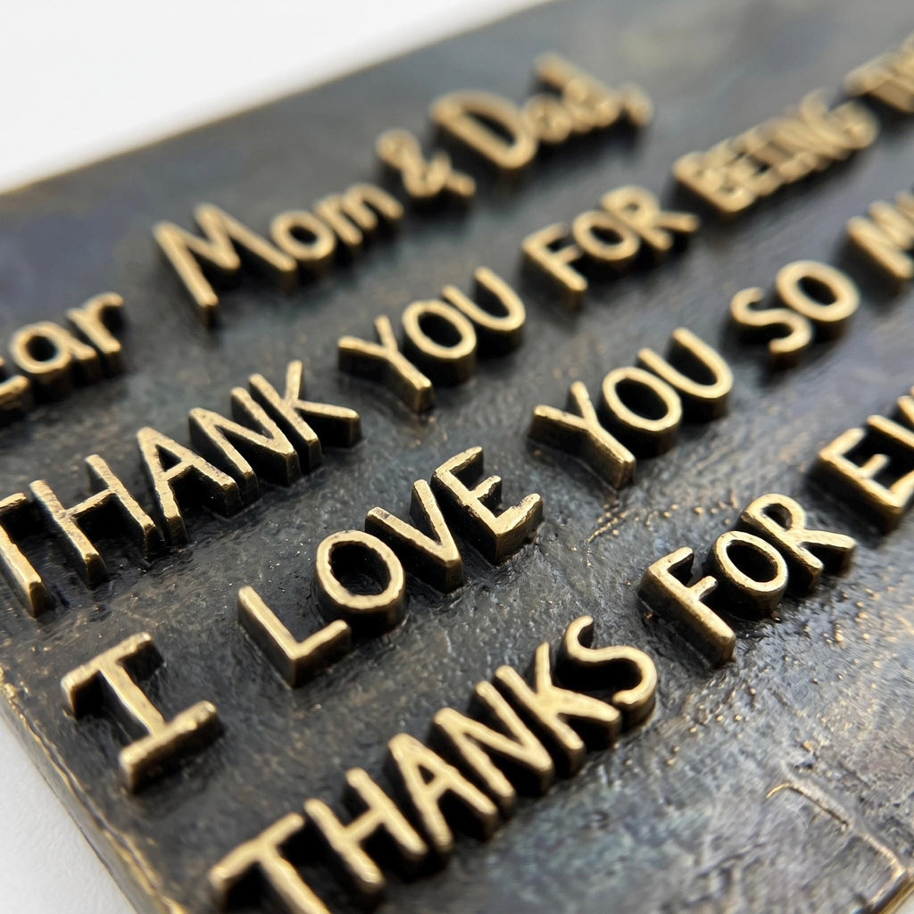 Handwritten Note Plaque – Antique Brass, Plain