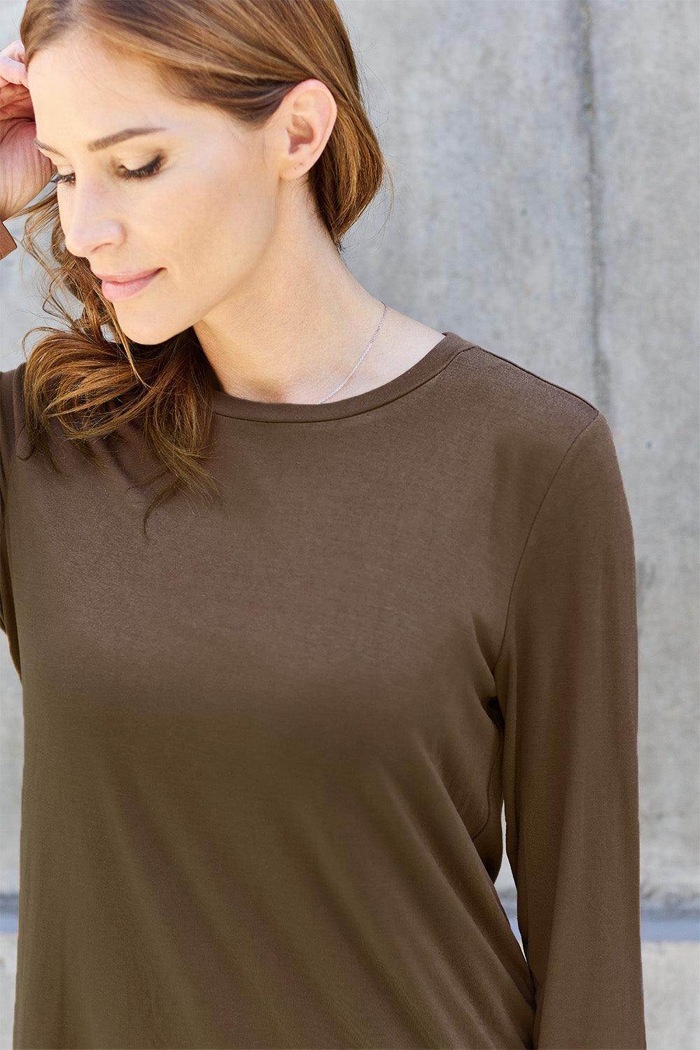 Basic Bae Full Size Round Neck Long Sleeve Top for Women - n/a at Dealshubindia