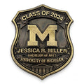 Personalized Graduation Plaque – Antique Brass Academic Shield