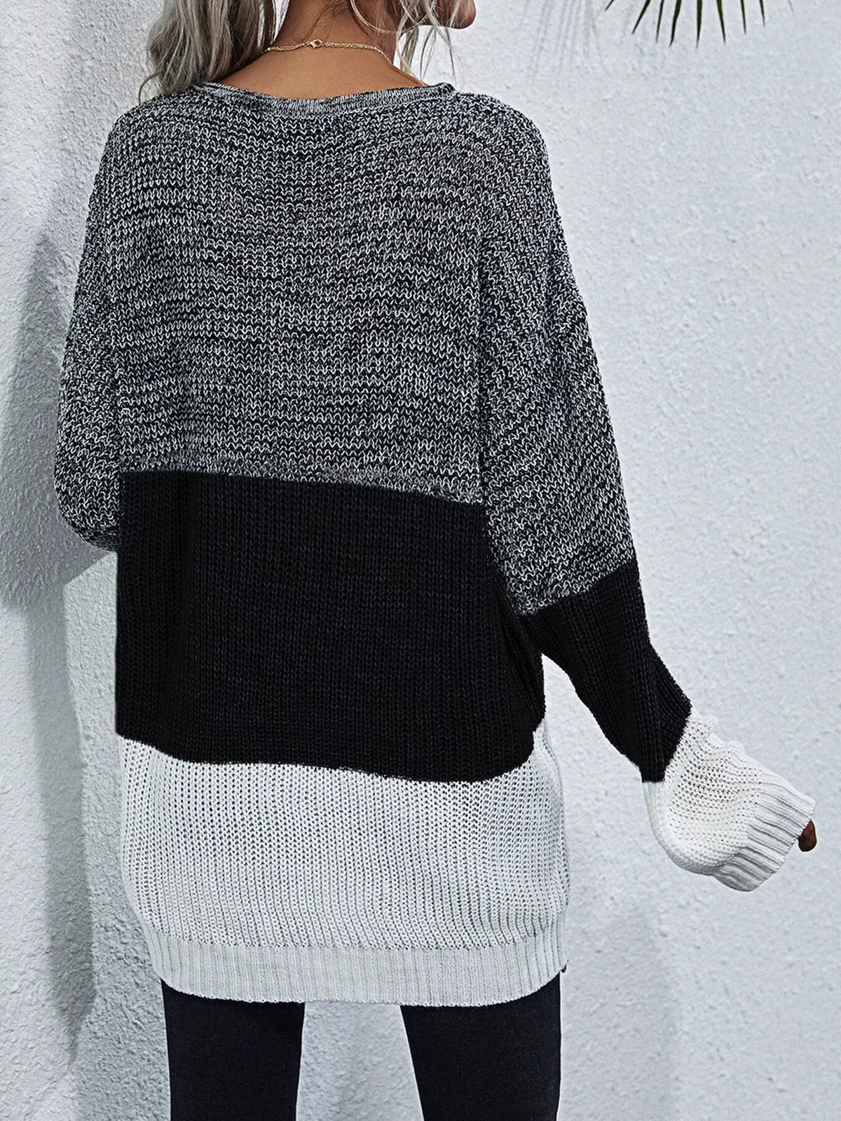 Color Block Round Neck Oversized Sweater - n/a at Dealshubindia