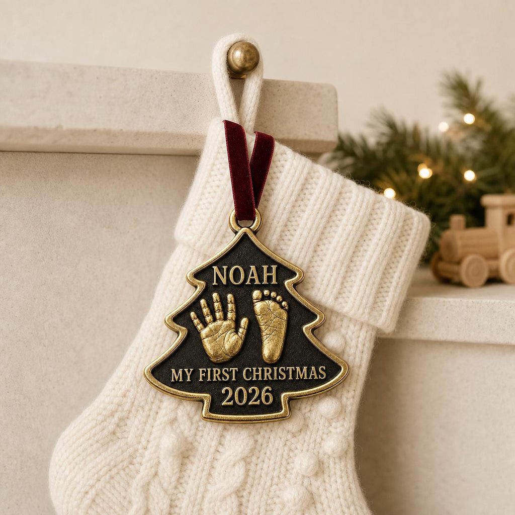 Baby Handprint and Footprint Ornament, Christmas Tree