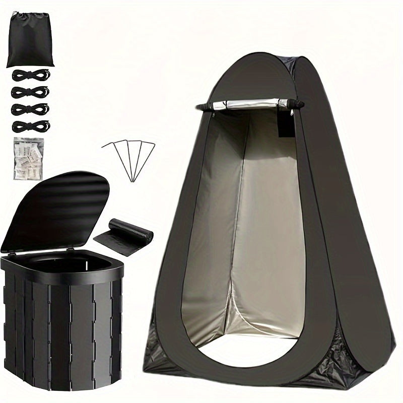 Portable Outdoor Toilet Kit with Privacy Tent - Portable Showers & Privacy Enclosures at Dealshubindia