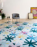 Hand Tufted Rug | Ivory, Teal & Pink | Wool | Apexvibe by Rugfine