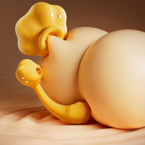 Yellow wearable vibrator head on skin with suction-cup style base and side nozzle