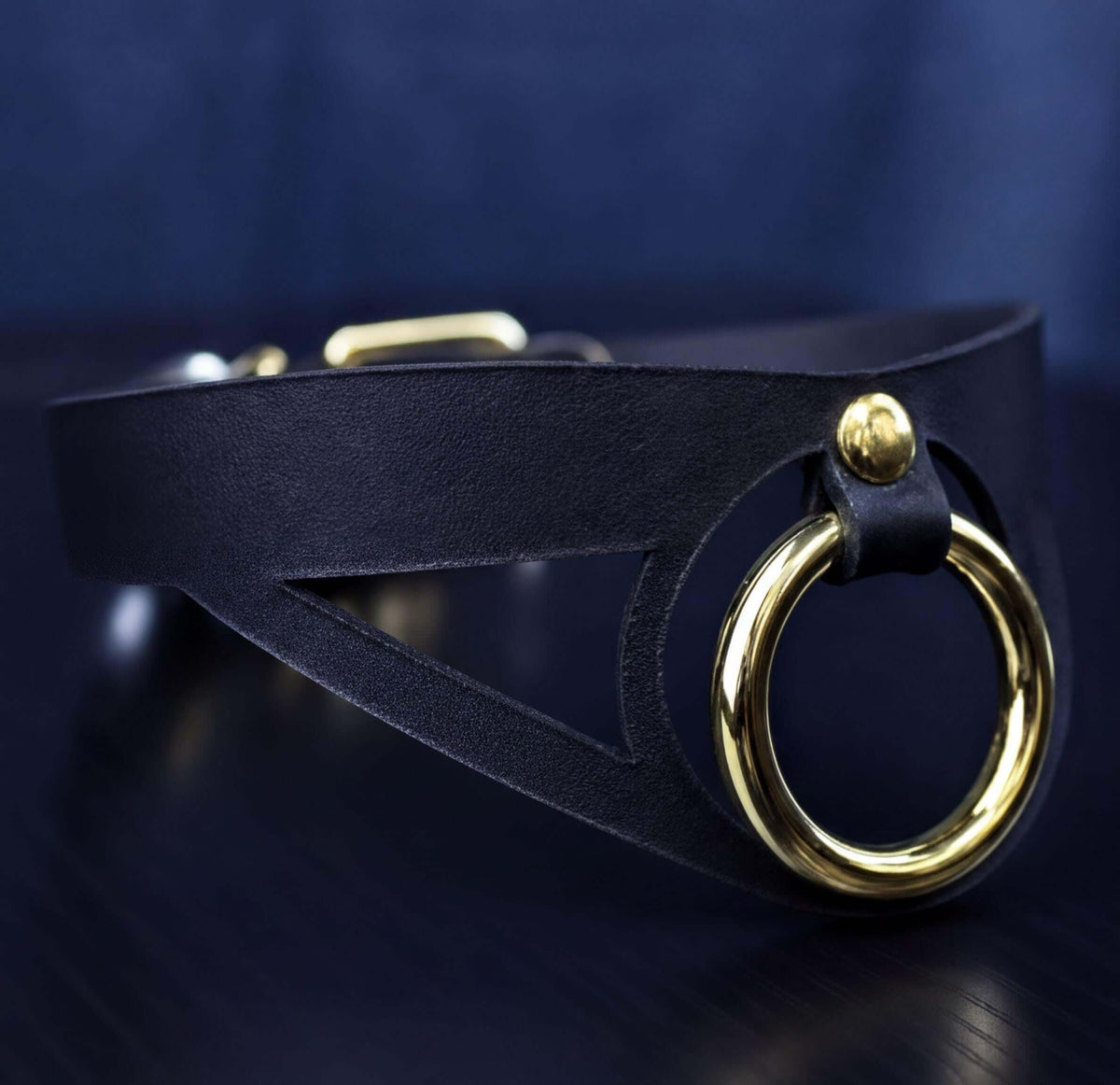 Cutout Collar Choker, Italian Leather | O Ring Bondage, Adjustable - Gothic Accessory