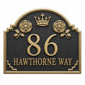 Crown and Rose Address Plaque in Antique Brass