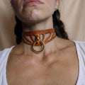Leather Choker Collar, Italian Leather, Minimal Slim Daywear Gift-0