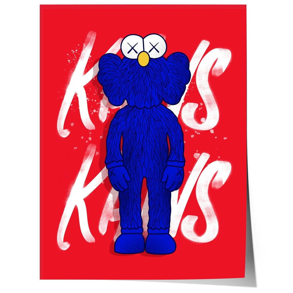 Blaue Street Art Figur Poster · Urban Pop Art Charakter Illustration · Moderne Graffiti Kunst · Print ohne Rahmen