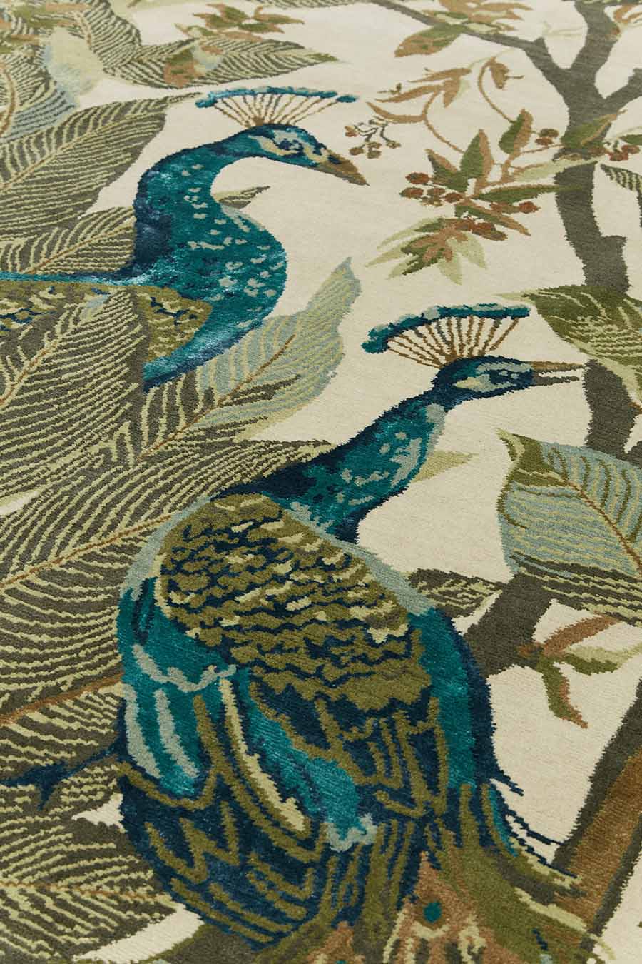 Hand Tufted Wool Rug | Blissio Ivory, Teal & Olive Green | New Zealand Wool | Rugfine