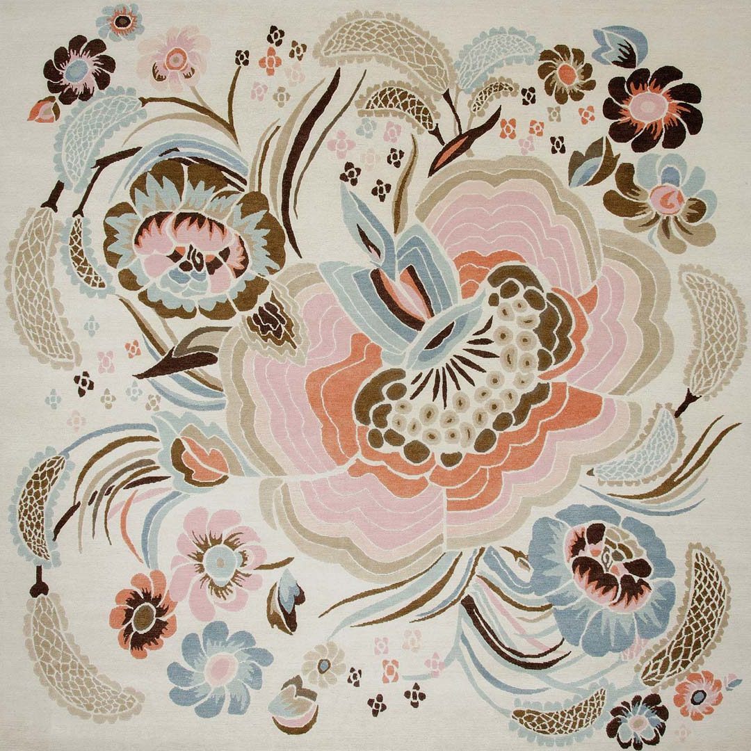 Blumeo Rug | Ivory, Blush Pink & Dusty Blue | Hand Tufted New Zealand Wool | Rugfine