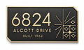 Personalised Mid Century Modern Address Plaque | Custom Metal House Number | Antique Brass Wall Name Plate