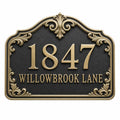 Personalized Address Plaque – Antique Brass Acanthus Scroll Crest
