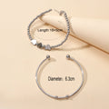 2 pcs Silver Heart Chain Bracelet Open Cuff Bangle Ladies Jewellery Accessories