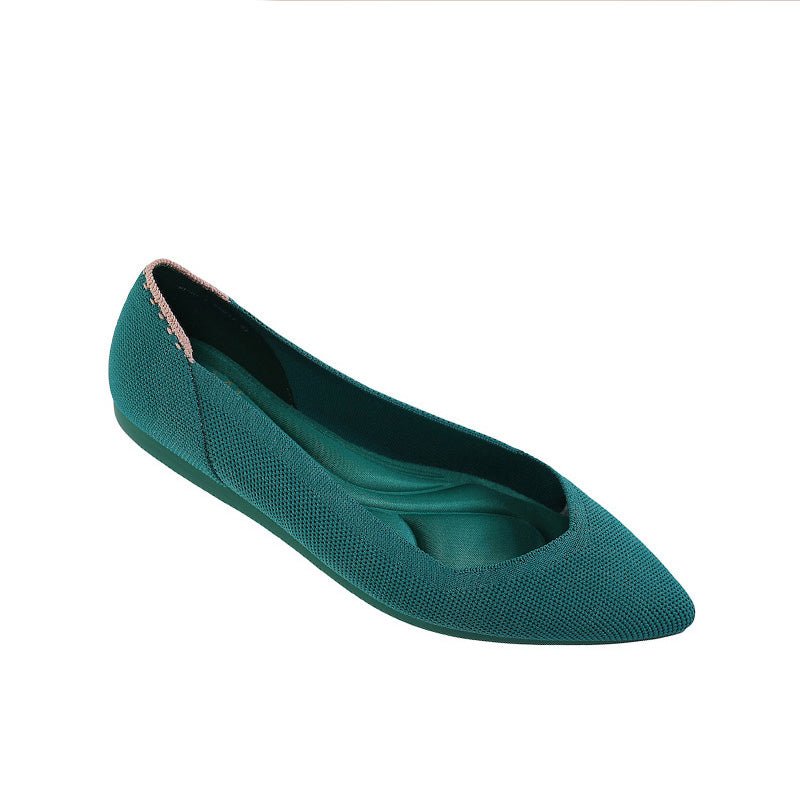 Comfortable Woven Pointed Toe Work Flats – Seamless Knit Ballet Flats - Casuals at Dealshubindia