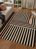 Hand Tufted Geometric Rug | Black, Ivory & Blush Pink | Wool | Cresynk by Rugfine