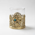 Gemstone Skull Whiskey Glass – Gold Holder, 10 oz-0