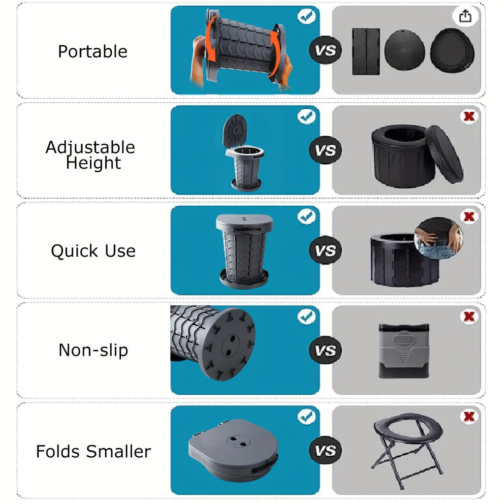 Adjustable Portable Camping Toilet with Storage Bag - Portable Showers & Privacy Enclosures at Dealshubindia