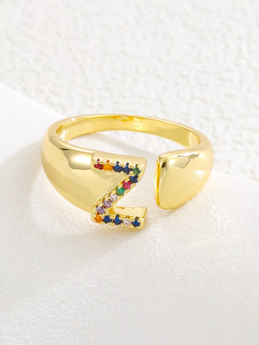 18K Gold-Plated Zircon Letter Ring
