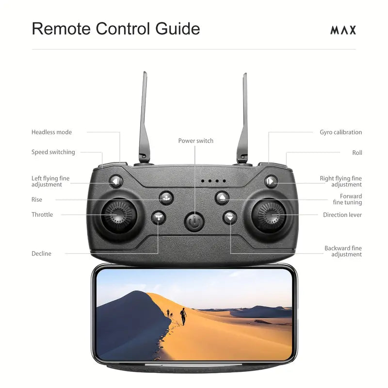E88 Quadcopter UAV Drone with Dual HD Cameras - Black (HD Dual Camera) - Cameras > Camera Accessories at Dealshubindia