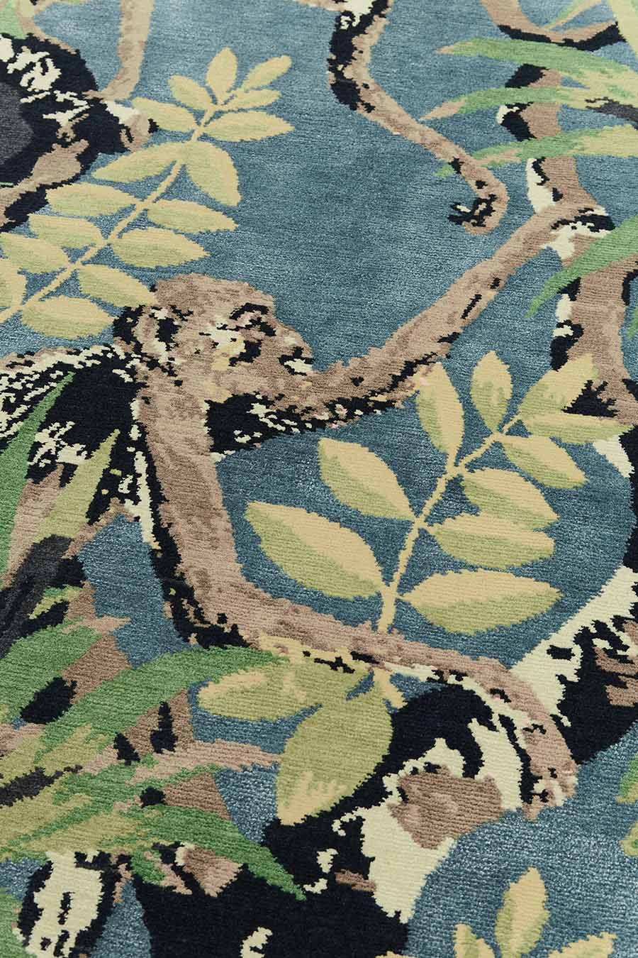 Steel Blue, Olive & Brown Hand Tufted Rug | Glowry by Rugfine