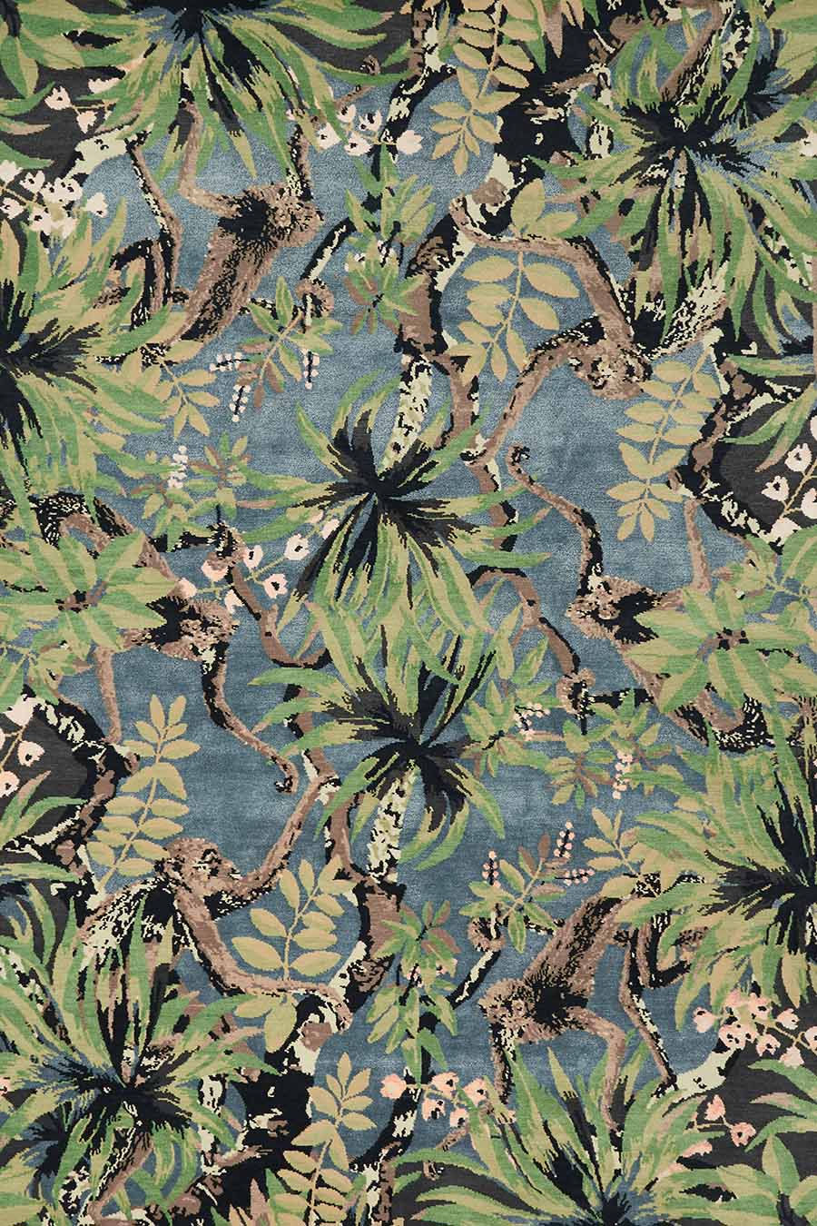 Steel Blue, Olive & Brown Hand Tufted Rug | Glowry by Rugfine