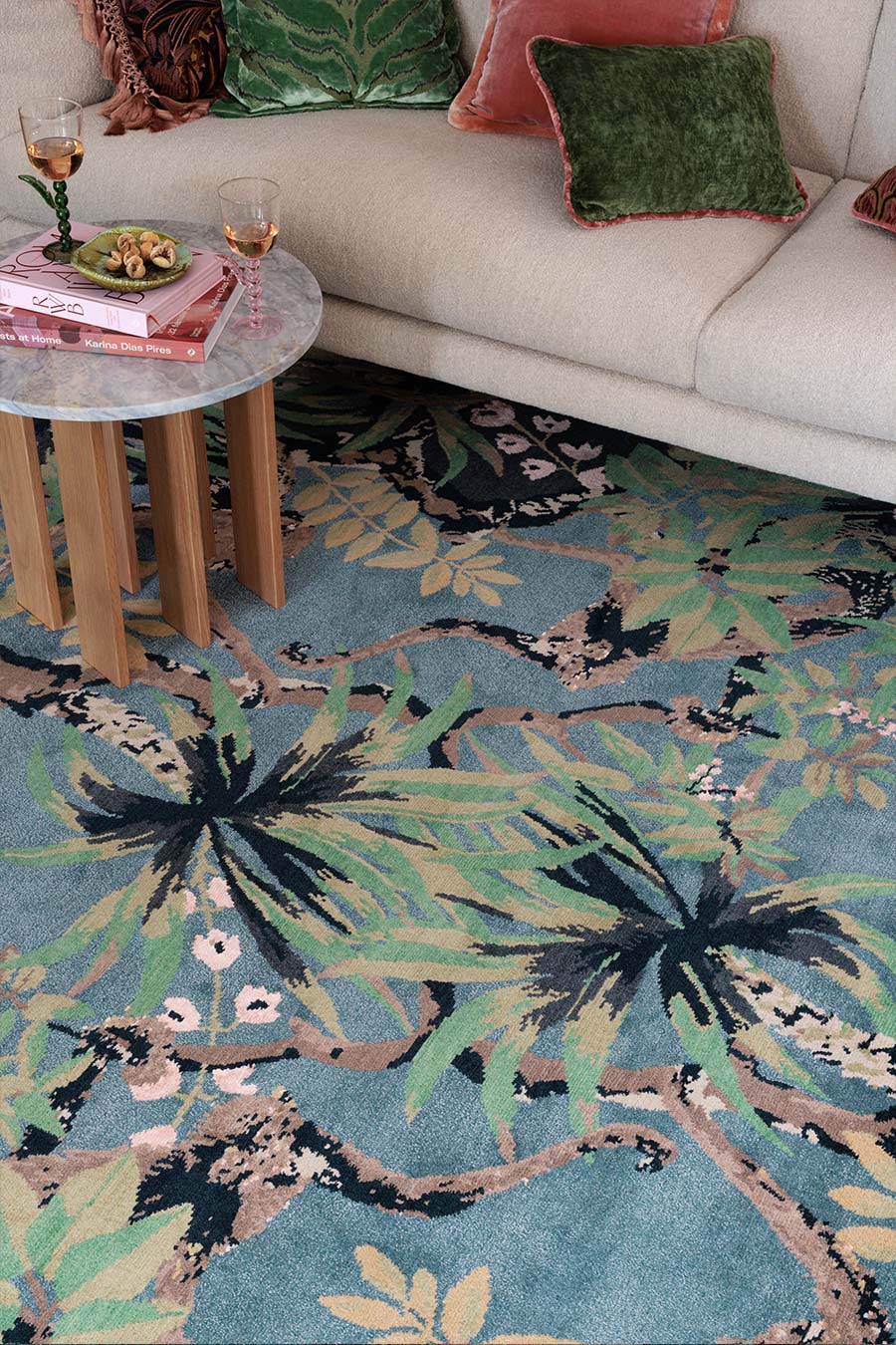 Steel Blue, Olive & Brown Hand Tufted Rug | Glowry by Rugfine