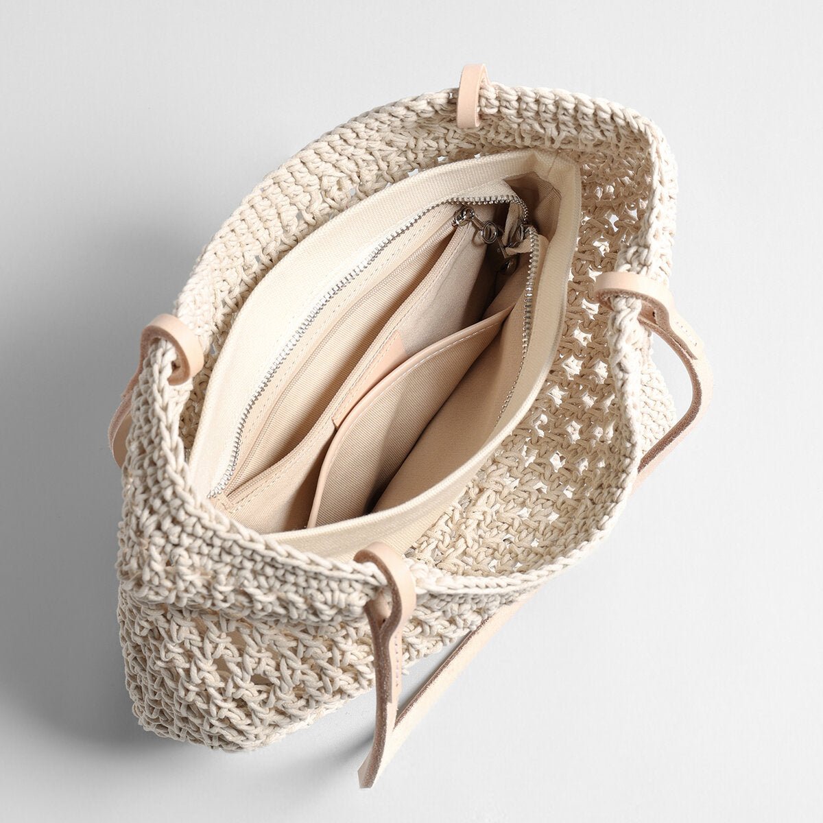 Diamond Pointelle Woven Tote Bag – Chunky Cotton Rope Beach Bag with Leather Handles - Totes at Dealshubindia