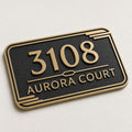 Streamline Moderne Address Plaque in Antique Brass-0