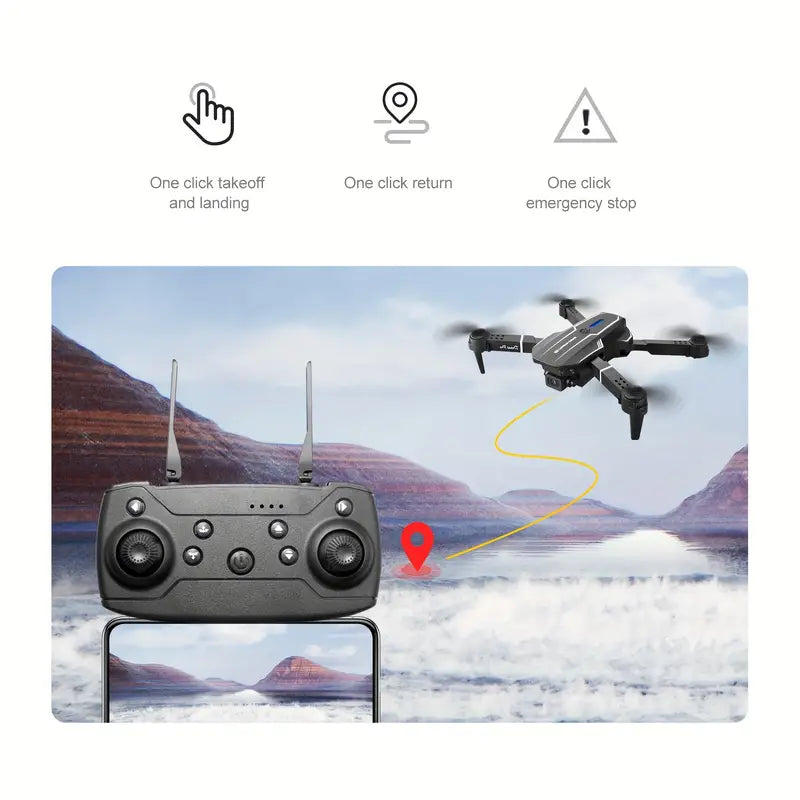 E88 Quadcopter UAV Drone with Dual HD Cameras - Black (HD Dual Camera) - Cameras > Camera Accessories at Dealshubindia