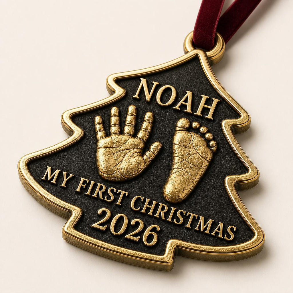 Baby Handprint and Footprint Ornament, Christmas Tree
