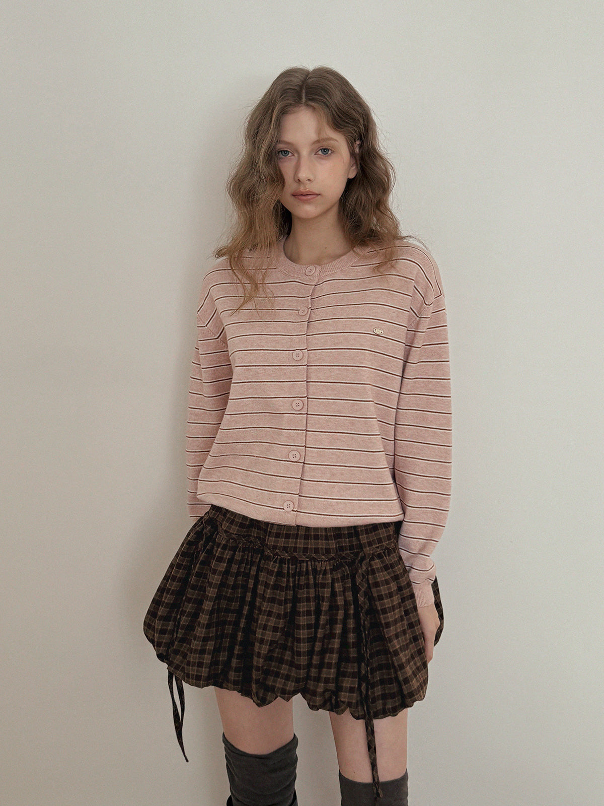 Devua Check Balloon Mini Skirt