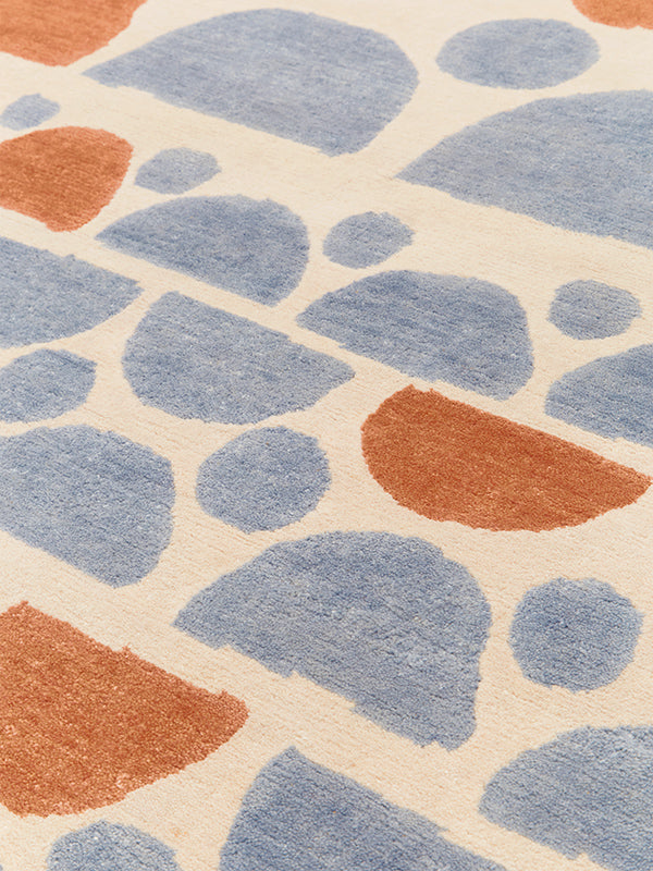 Hand Tufted Rug | Ivory, Blue & Terracotta | Wool | Epixen by Rugfine