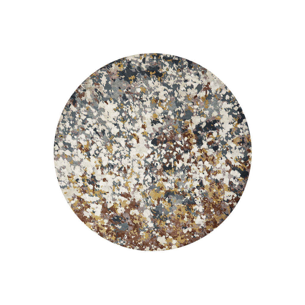 Hand Tufted Speckled Abstract Round Wool Rug | Cream, Slate & Rust | Esoteria by Rugfine