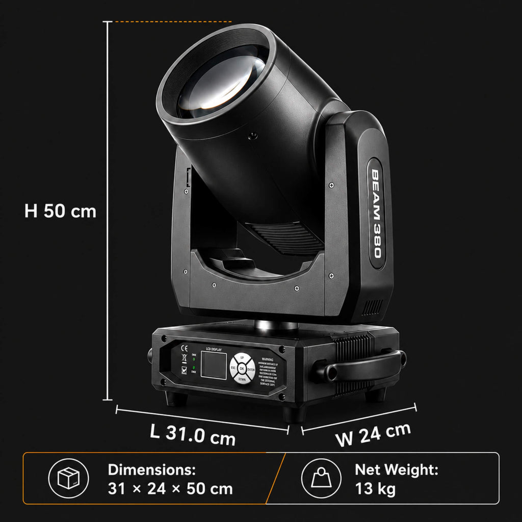 F19 18CH DMX Beam Moving Head Light 380W Dual Prism for Stage - Moving head lights at Dealshubindia