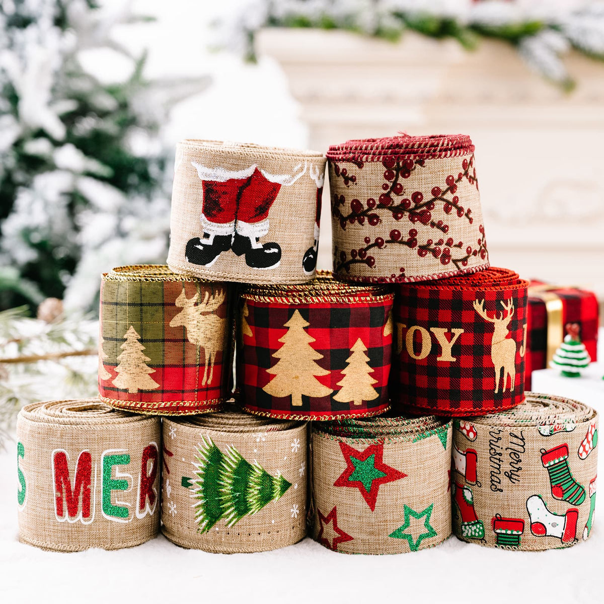 Christmas Polyester Ribbon - n/a at Dealshubindia