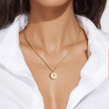 Gold Star White Round Charm Necklace Girl's Party Gift Starlights Disc Jewellery