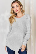 Basic Bae Full Size Ribbed Round Neck Slit T-Shirt for Women - n/a at Dealshubindia